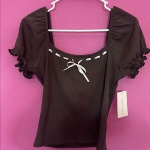 Frankee & Skylarr Chic brown Puff Sleeve Top